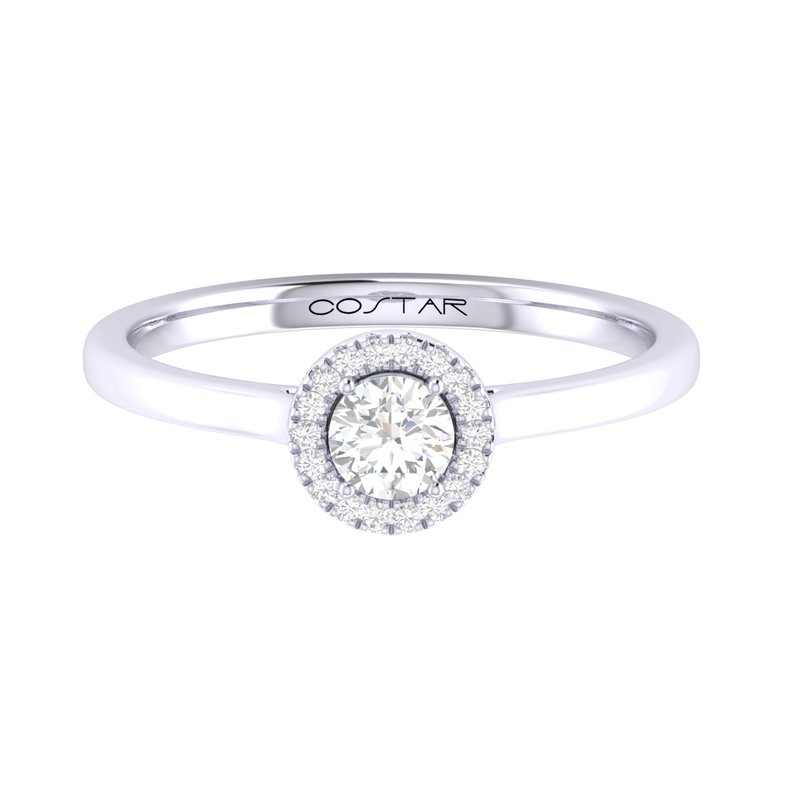 10K White Gold White Sapphire Halo Ring