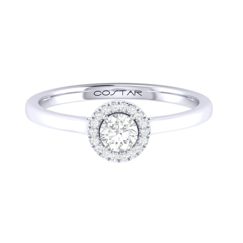 10K White Gold White Sapphire Halo Ring