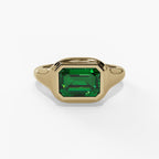 10K Gold Lab-Created Emerald Bezel Ring