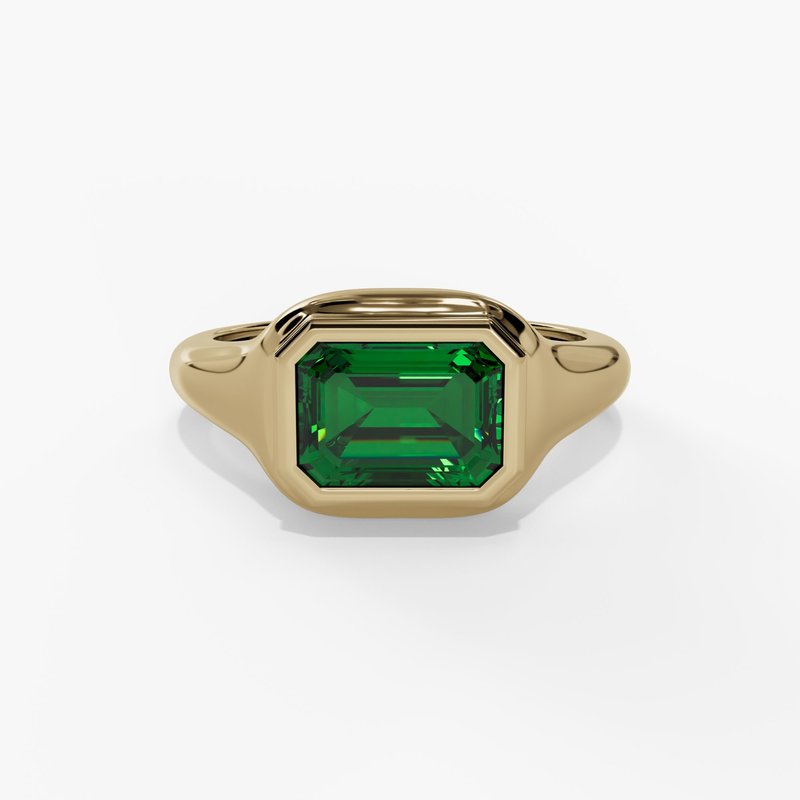 10K Gold Lab-Created Emerald Bezel Ring