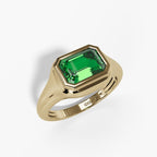 10K Gold Lab-Created Emerald Bezel Ring