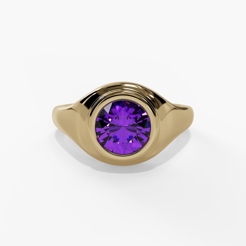 10K Gold Amethyst Bezel Ring