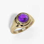 10K Gold Amethyst Bezel Ring