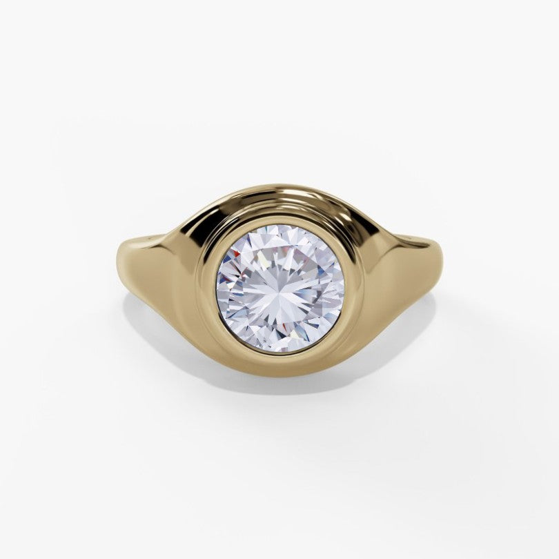 10K Gold Lab White Sapphire Bezel Ring