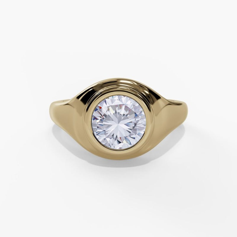 10K Gold Lab White Sapphire Bezel Ring