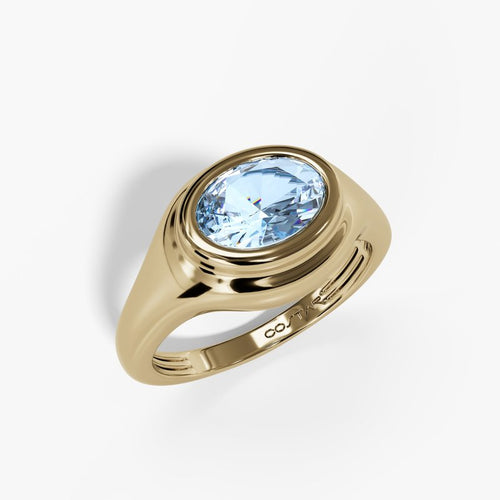 10K Gold Aquamarine Bezel Ring