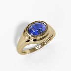10K Gold Lab-Created Blue Sapphire Bezel Ring
