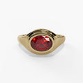 10K Gold Lab-Created Ruby Bezel Ring
