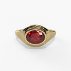 10K Gold Lab-Created Ruby Bezel Ring
