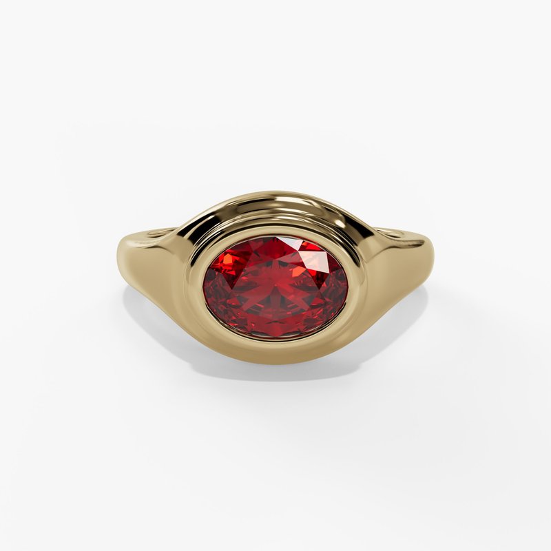 10K Gold Lab-Created Ruby Bezel Ring