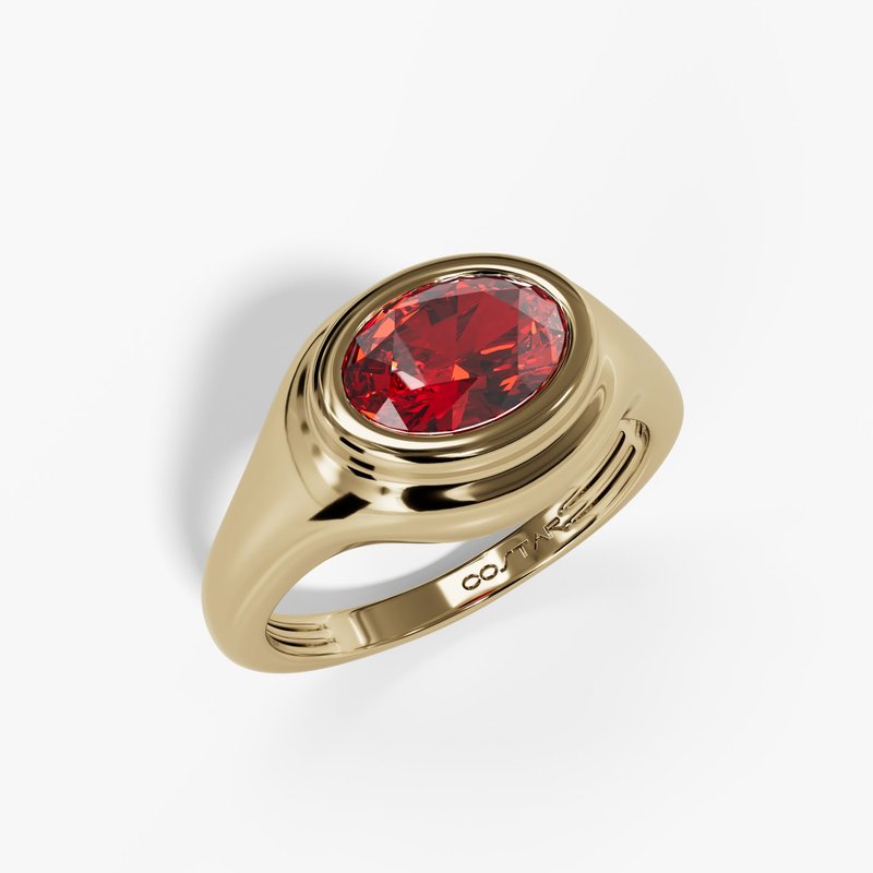 10K Gold Lab-Created Ruby Bezel Ring