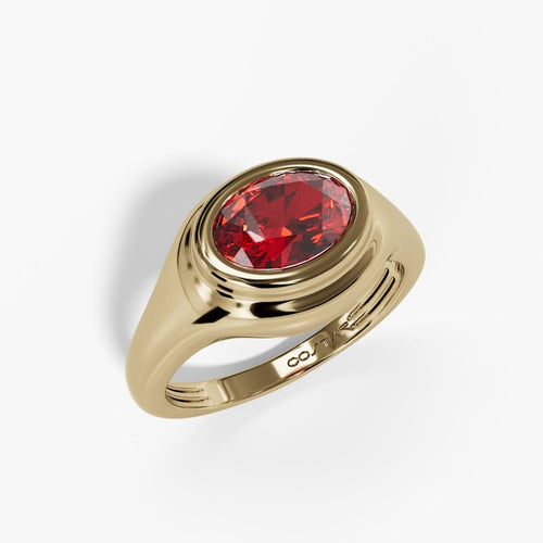 10K Gold Lab-Created Ruby Bezel Ring