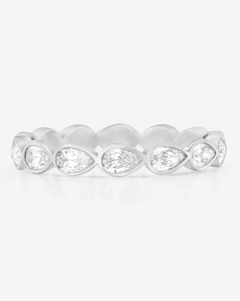 18K White Gold Bezel Set Diamond Wedding Band