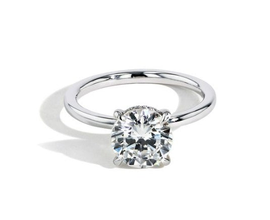 14K White Gold Hidden Halo Diamond Engagement Ring