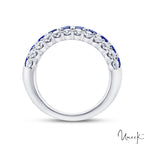 18K White Gold Sapphire & Diamond Three-Row Anniversary Ring