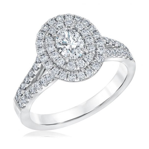 10K White Gold Double Halo Engagement Ring