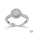 14K White Gold Round Halo Diamond Composite Engagement Ring