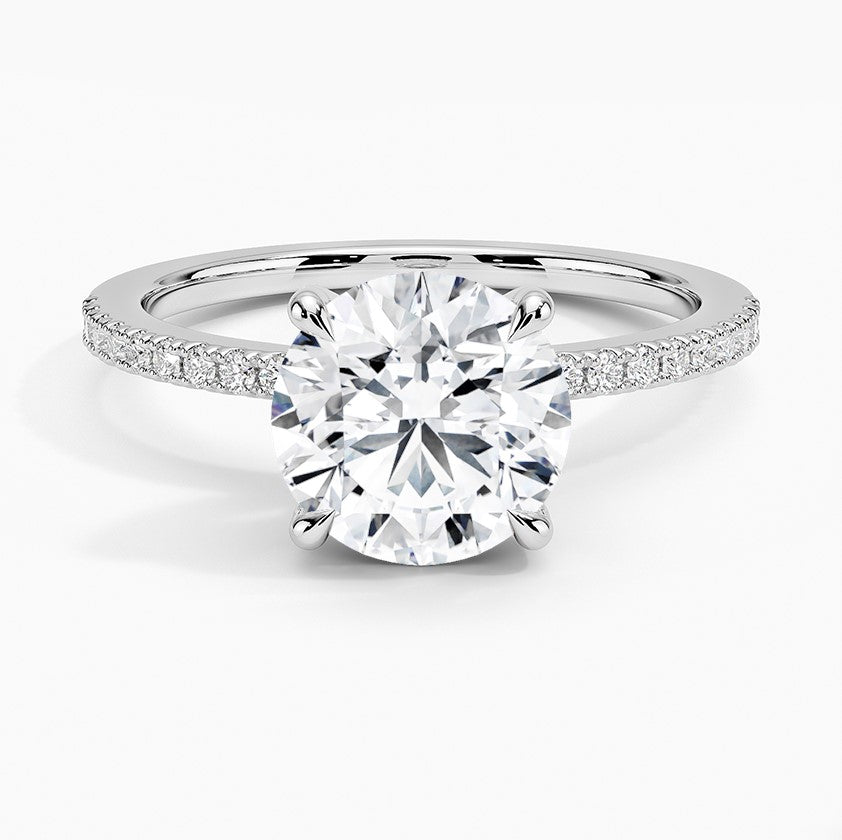 14K White Gold Hidden Halo Diamond Enagement Ring