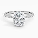 14K White Gold Hidden Halo Diamond Enagement Ring