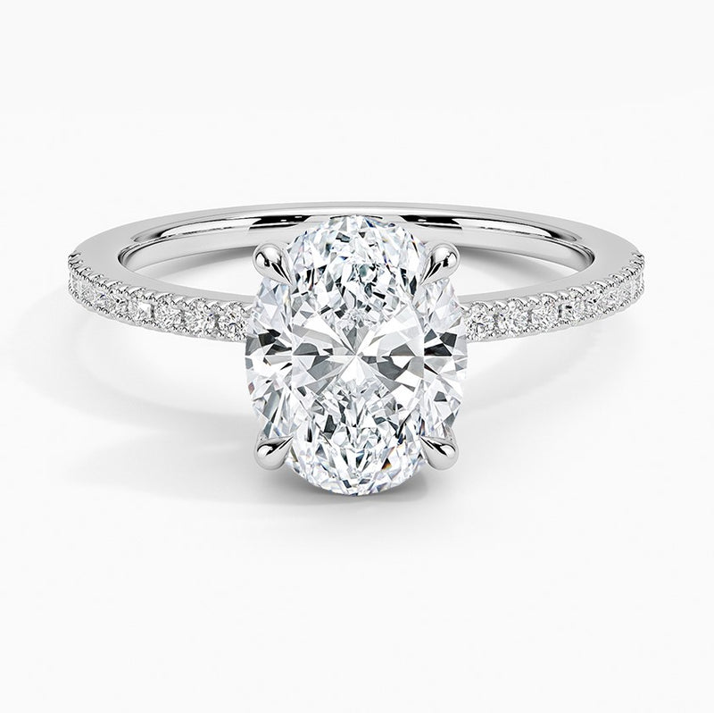 14K White Gold Hidden Halo Diamond Enagement Ring