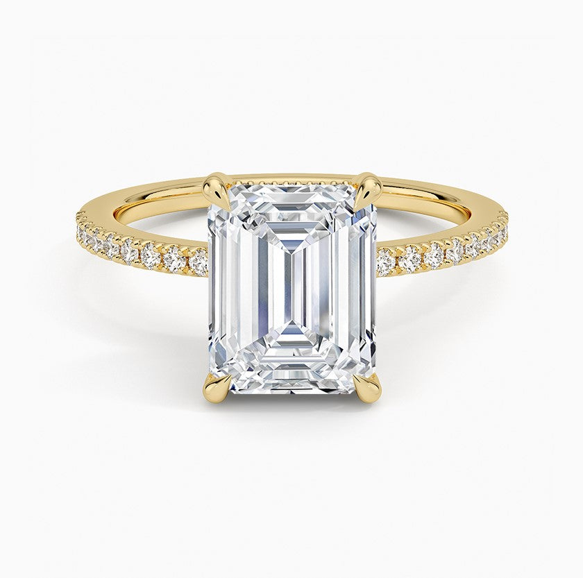 14K Yellow Gold Hidden Halo Diamond Enagement Ring