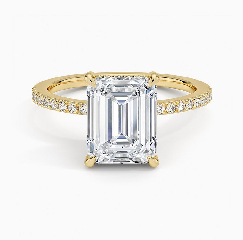 14K Yellow Gold Hidden Halo Diamond Enagement Ring