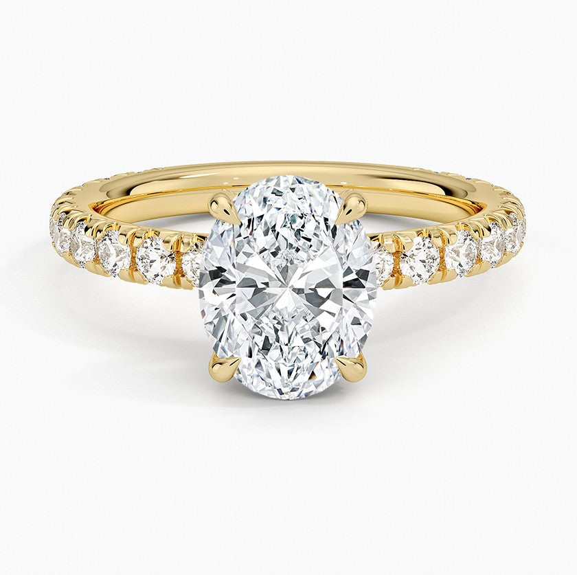 14K Yellow Gold Hidden Halo Diamond Enagement Ring