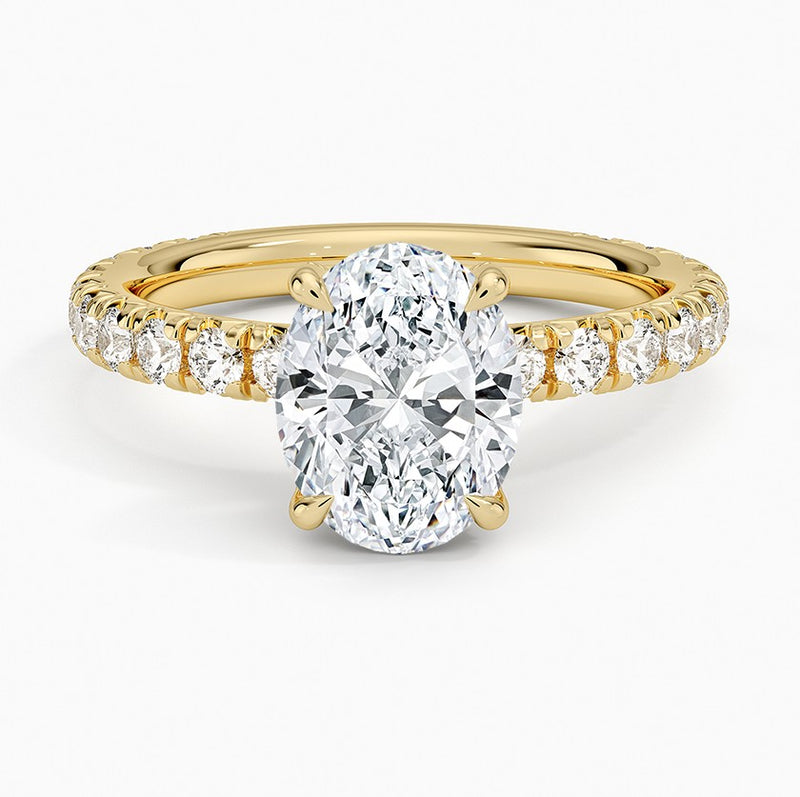 14K Yellow Gold Hidden Halo Diamond Enagement Ring