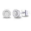 10K White Gold White Sapphire and Diamond Halo Birthstone Earrings