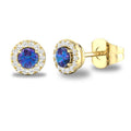 10K Gold Alexandrite and Diamond Halo Birthstone Earrings