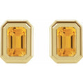10K Gold Citrine Bezel Birthstone Earrings