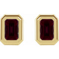 10K Gold Garnet Bezel Birthstone Earrings