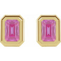 10K Gold PinkTourmaline Bezel Birthstone Earrings
