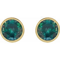 10K Gold Lab Created Alexandrites Bezel Birthstone Earrings