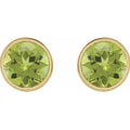 10K Gold Peridot Bezel Birthstone Earrings