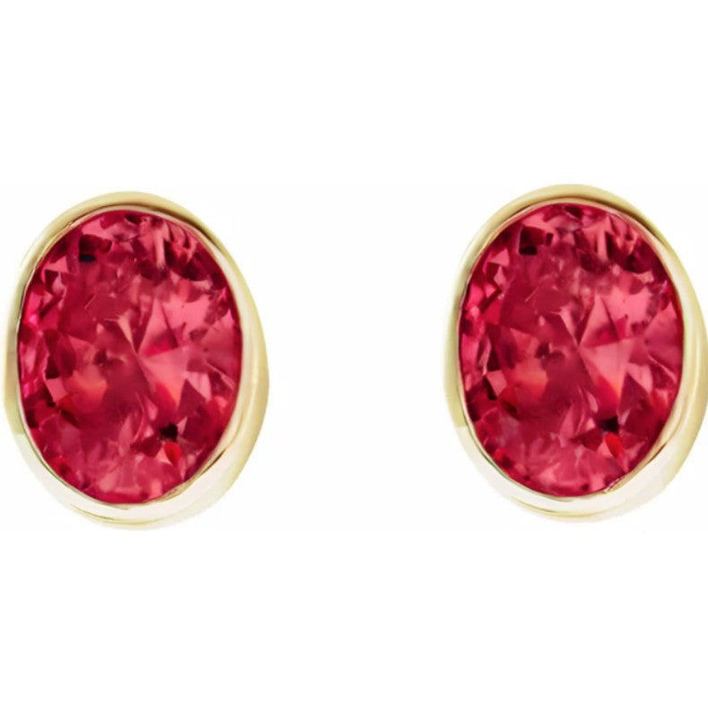 10K Yellow Gold Bezel Birthstone Earrings