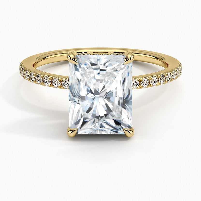 14K Yellow Gold Hidden Halo Diamond Engagement Ring