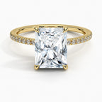 14K Yellow Gold Hidden Halo Diamond Engagement Ring