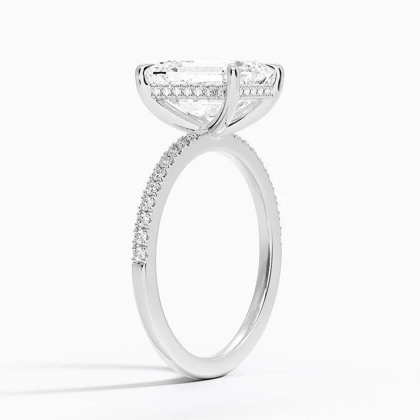 14K White Gold Hidden Halo Lab Grown Diamond Engagement Ring