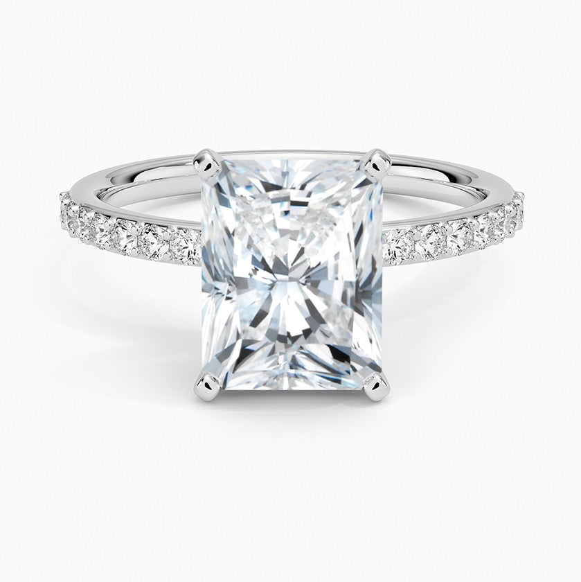 14K White Gold Hidden Halo Lab Grown Diamond Engagement Ring