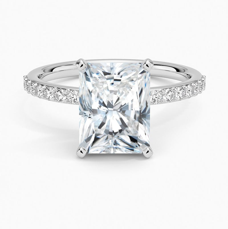 14K White Gold Hidden Halo Lab Grown Diamond Engagement Ring