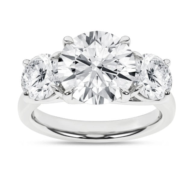 14K White Gold Three Stone Lab Grown Diamond Engagement Ring