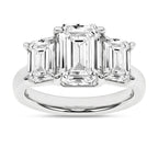 14K White Gold Three Stone Lab Grown Diamond Engagement Ring