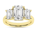 14K Yellow Gold Three Stone Lab Grown Diamond Engagement Ring