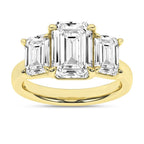 14K Yellow Gold Three Stone Lab Grown Diamond Engagement Ring