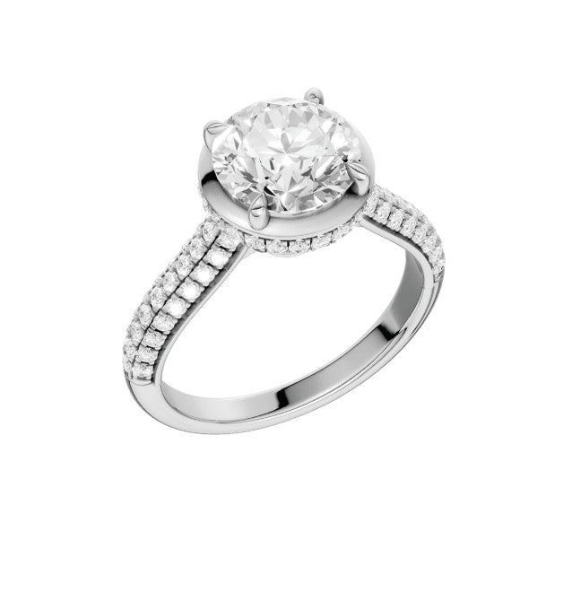 14K White Gold Hidden Halo Labgrown Diamond Engagement Ring