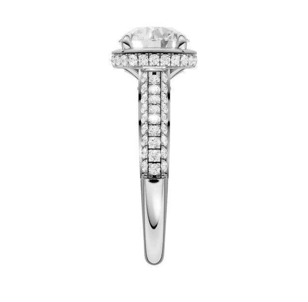 14K White Gold Hidden Halo Labgrown Diamond Engagement Ring