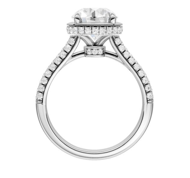 14K White Gold Hidden Halo Labgrown Diamond Engagement Ring