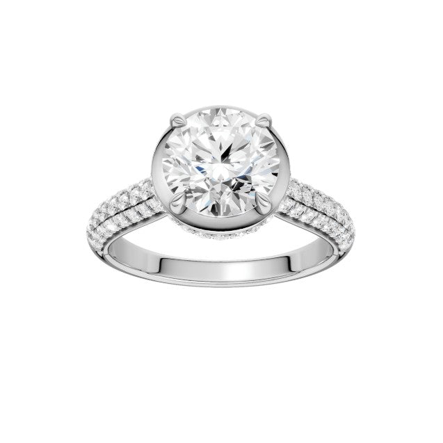 14K White Gold Hidden Halo Labgrown Diamond Engagement Ring