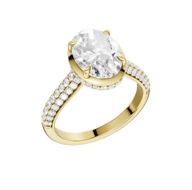 14K Yellow Gold Hidden Halo Labgrown Diamond Engagement Ring